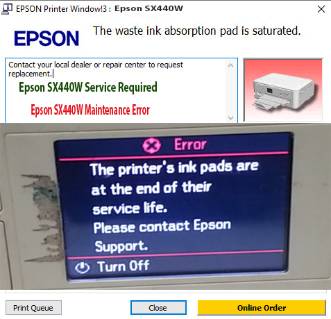 Reset Epson SX440W Step 1